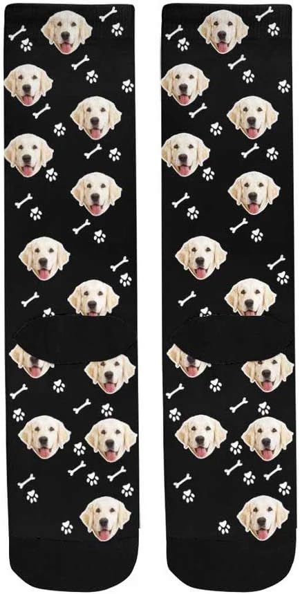 Custom Face Socks, Personalized Dog Lover Pet Photo Picture on Socks Unisex Athletic Crew Socks for Men Women