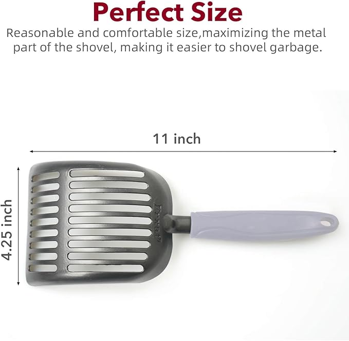 Cat Litter Scoop, Kitty Metal Scooper, Aluminum Alloy Sifter, Kitten Pooper Lifter, Deep Shovel, Long Handle, Poop Sifting, Durable, Heavy Duty, for Litter Box