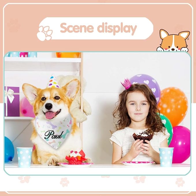Personalized Dog Bandana Easter Custom Pet Scarf with Embroidered Name Pet Custom Accessories for Small Medium Large Dogs Cats Pets Birthday Gift