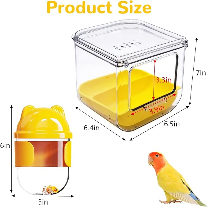 Bird Bath for Cage Bird Shower Bath Parrot Cage Feeder Cage Accessories with Parrot Water Dispenser for Budgie Parakeet Lovebird Cockatiel