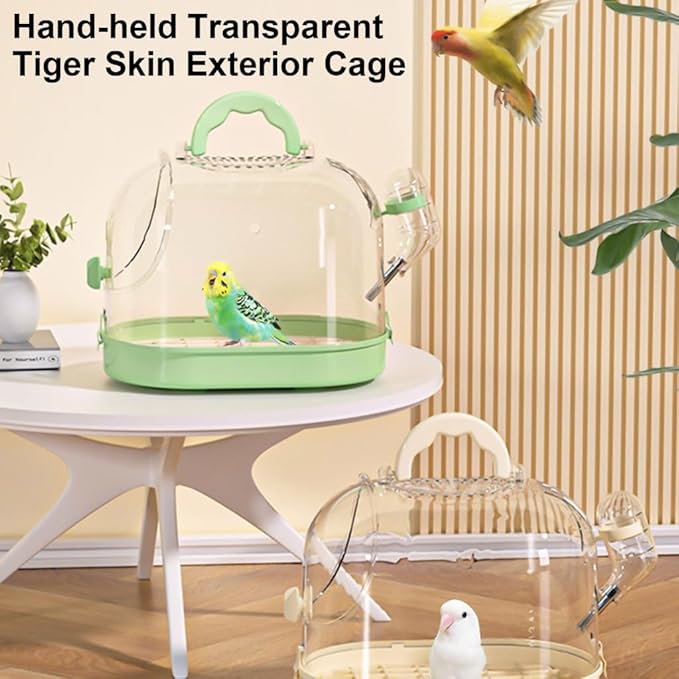Versatile Birdcage for Travel Clear Bird Cage with Feeders and Bottom Grids for Outdoor Bird Carrying Observation Cage
