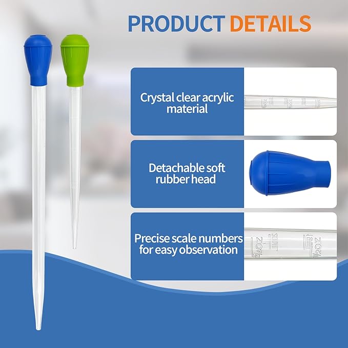Extra Long Aquarium Coral Feeder Tool with Extension Tube, Deep Tank Fish Feeding Pipette, Long Pipette for Coral and Fish Feeding,Reef Tank Maintenance Accessories（17.7in&11.4in）