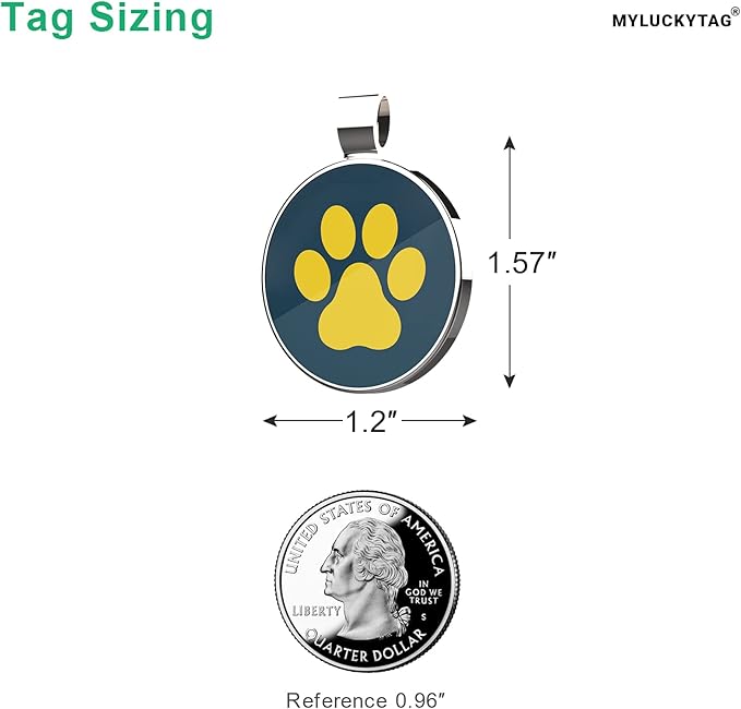 MYLUCKYTAG QR Code Pet ID | Personalized Dog & Cat Collar Tag | Online Profile with Instant Scanned Location Alert Email