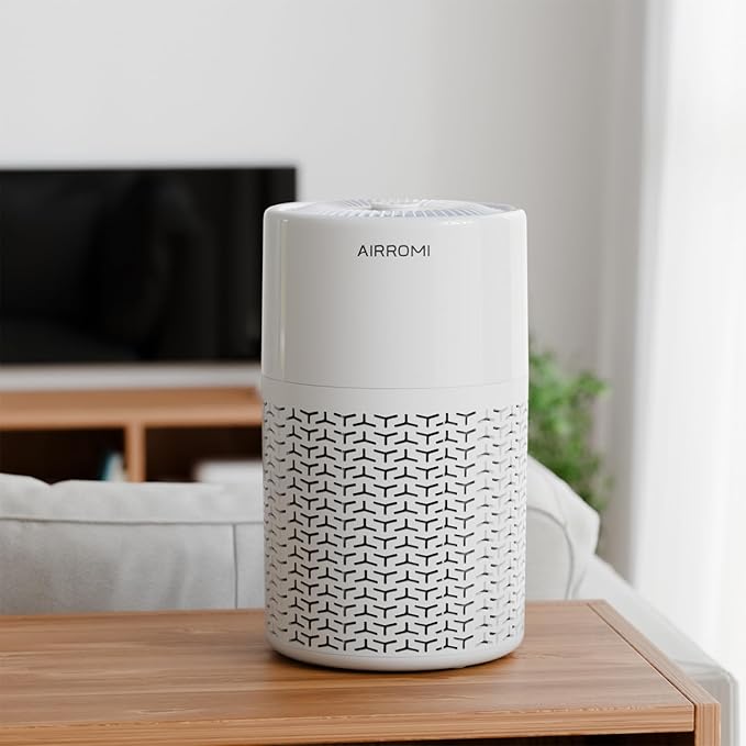 AIRROMI Pets Air Purifier for Home Allergies,Up to 660 ft². HEPA Deodorizing Activated Carbon Filter,With Fragrance Sponge for Better Sleep,Night Light,Pet Dander,Smoke,Odors,Air Cleaner A2002 White