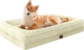 Waterproof Memory Foam Dog Beds for Extra Large Dogs Non-Slip Orthopedic Dog Beds Washable Couch Pet Bed with Removable Cover (Beige, Large)