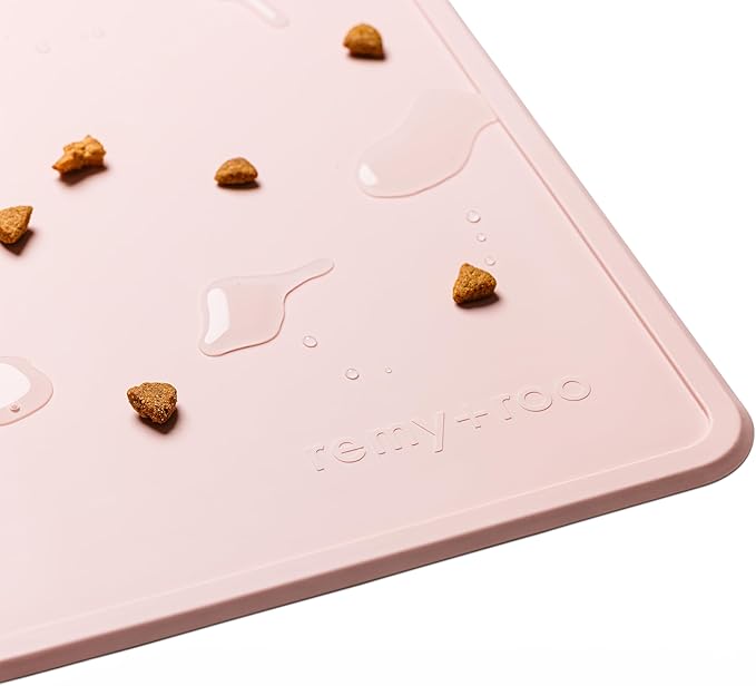 Remy+Roo Peony Silicone Dog Food Mat for Pet Bowl | 100% Waterproof | Non-Slip | Dishwasher Safe