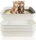 Small Litter Box, Plastic Kitten Litter Box, 13.9 x 9.8 x 3 Inch Open Litter Box for Small Pet, Easy to Clean (White 4PCS)