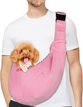 PETLOFT Reversible Dog Cat Sling Carrier, Small Dog Carrier, Adjustable Dog Sling, Hands Free Cross Body Carrier with Collar Hook for Dog/Cat/Bunny up to 11lb (Light Pink)