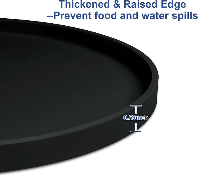 4 PCS Thickened Pet Silicone Food Mat, Nonslip Waterproof Cat Dog Feeding Bowl Mats with Raised Edges for Food and Water Prevent Spills, Round Eating Tray for Floors, Puppy Kitten, 10'' x 10''
