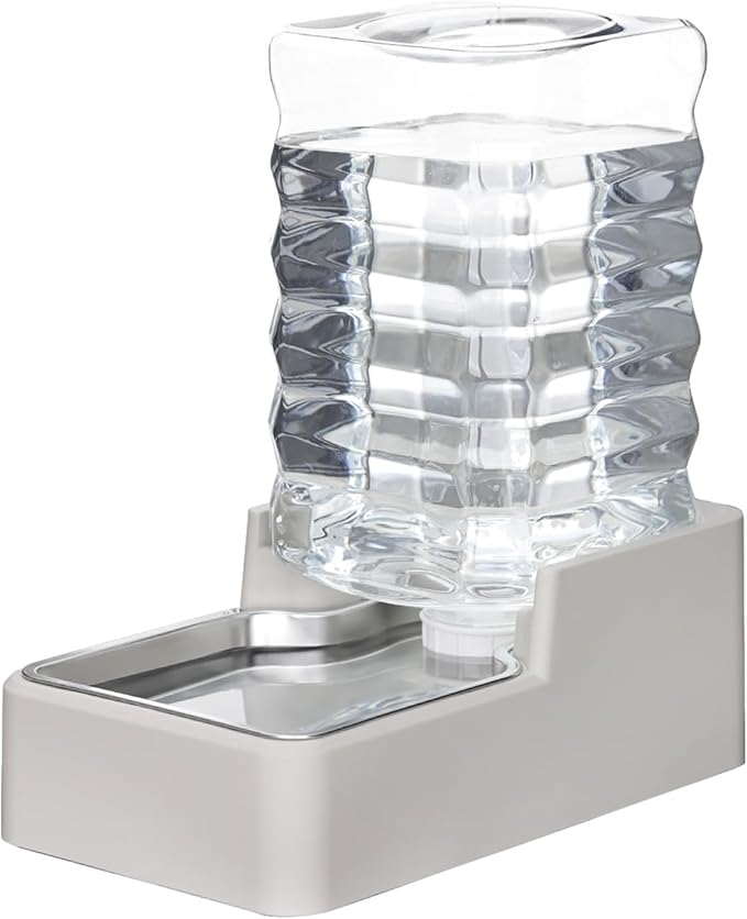 RIZZARI Stainless Steel Pet Water Feeder: 8L Large Gravity Waterer, Less Refills for Busy Owners - Leak-Proof Auto Refill - Anti-Tip Base - No Filter - for 20-35 LB Dogs - Multi-Pet/Home/Travel