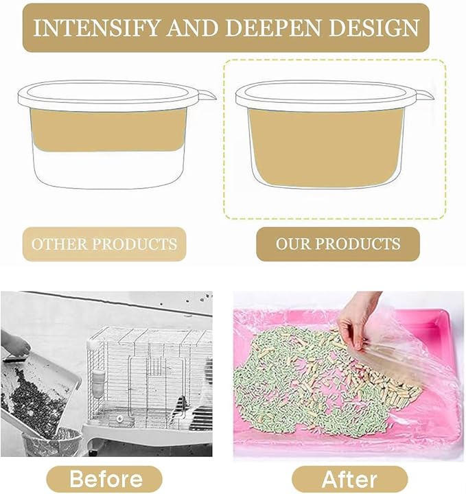 Disposable Rabbit Cage Liner Bag with Elastic,Portable Large Size Pet Litter Box Tidy Bags,Small Animal Universal Toilet Film for Bird Hamster Cat Hedgehog,50 Pieces