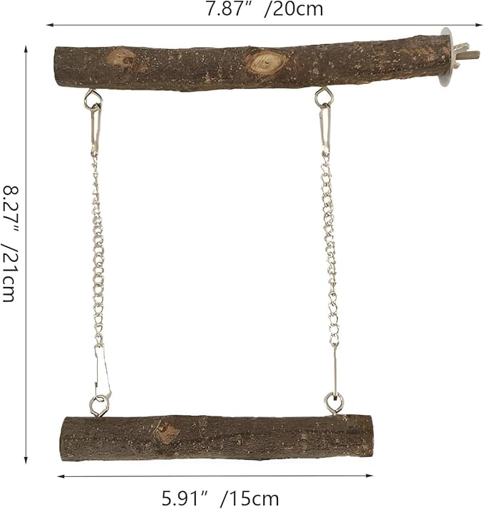 Bird Swing, Parrot Perch Stand Natural Wood Stand Parrot Cage Toys for Parakeet Cockatoo Budgie Lovebirds Cockatiel Small Animal