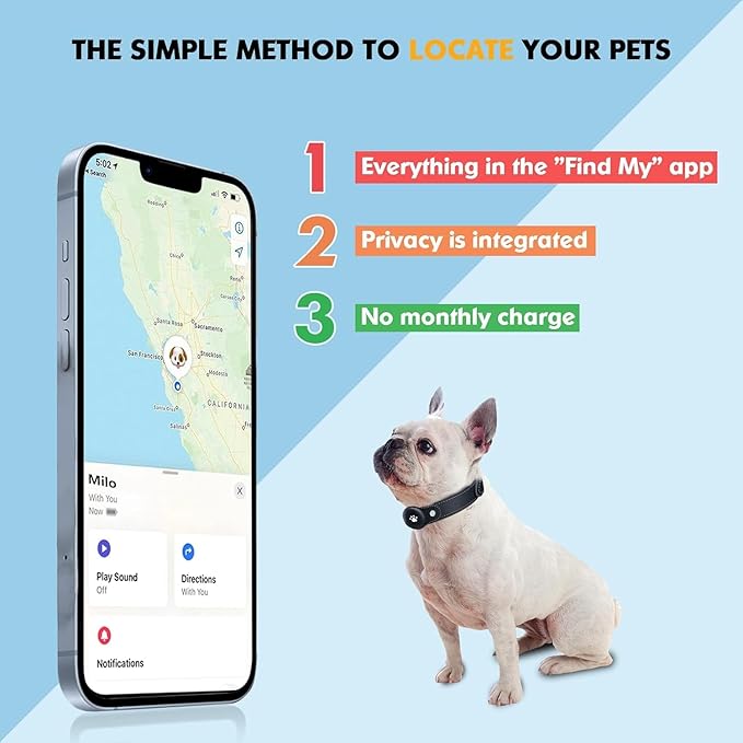 BONSO 2-in-1 GPS Tracker for Dogs: Smart Collar with Real-Time Location, No Monthly Fee, Unlimited Range (iOS Only) GPS Tracker Dog Collar- Ideal for Small, Medium Large Dogs(Tracker Included)