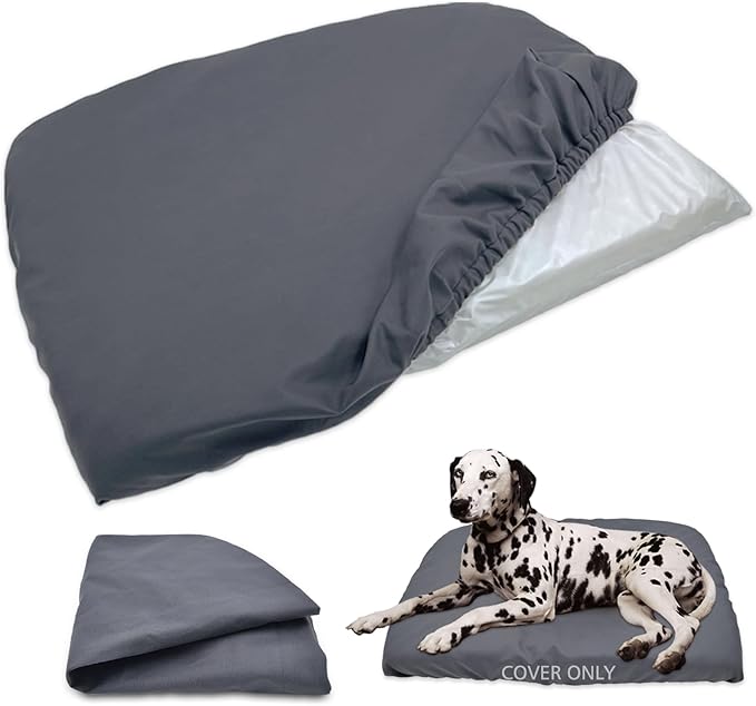 Dog Bed Cover Waterproof Replacement Machine Washable Covers for 41x27 Inch Dog Bed Heavy Duty Scratch Resistant Mattress Protector Pet Bed Cover Only Grey