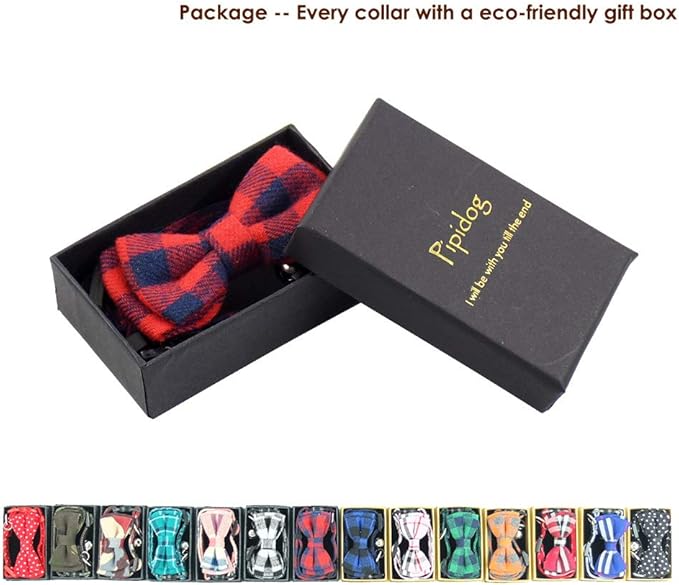 Cat Collar Breakaway with Bell and Bow Tie, Plaid Design Adjustable Safety Kitty Kitten Collars(6.8-10.8in) (Red Plaid 2)