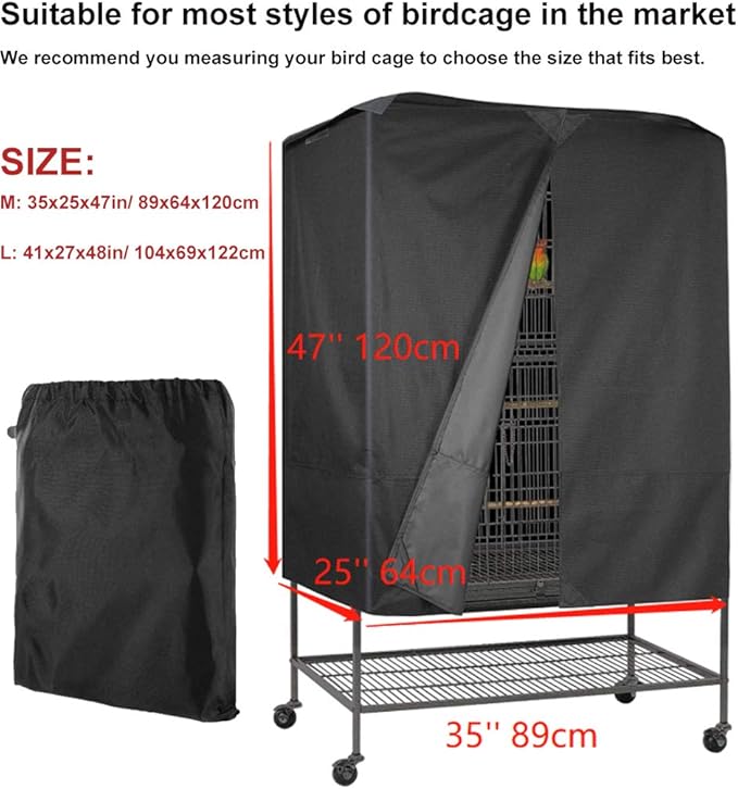 Bird Parrot Cage Cover Waterproof Extra Large Good Night Parrot Birdcage Covers for Parakeets Budgies Macaw Square Cages (L: 41x27x48in/ 104x69x122cm)