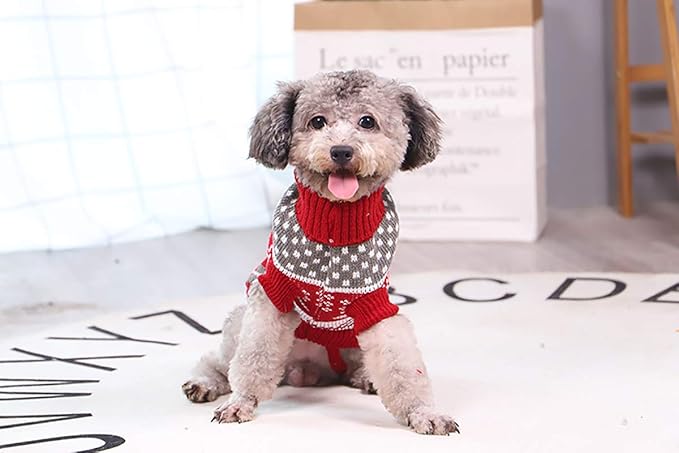 Vehomy Dog Christmas Sweaters Pet Winter Knitwear Xmas Clothes Classic Warm Coats Reindeer Snowflake Argyle Sweater for Kitty Puppy Cat-XL