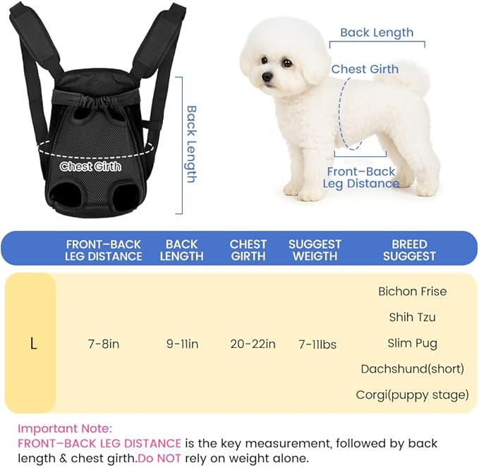 Mosago Dog Backpack Carrier, Adjustable Pet Front Carriers, Legs Out Carrying Sling Travel Bag for Small Medium Dogs 7-11 Lbs, Soft Wearable Puppy Chest Carry Backpacks for Walking/Hiking/Camping