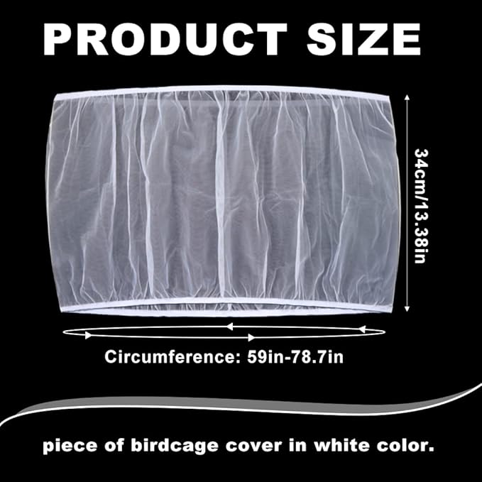Bird Cage Seed Catcher Skirt, Bird Cage Mesh Net Cover, Parakeet Cage Skirt, Birdcage Cover Seed Catcher for Round Square Cages (White, XL)