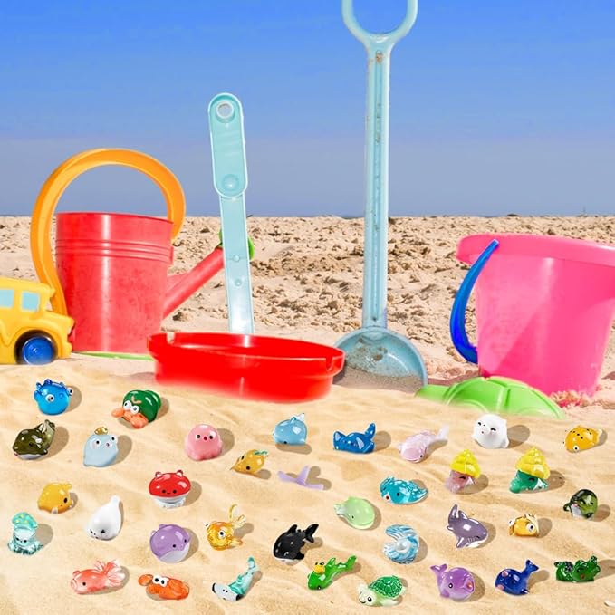 DIYDEC 36pcs Mini Ocean Resin Animals Tiny Sea Animals Figurines Marine Miniature Plastic Animals Aquarium Ornaments Decorations for DIY Fish Tank Potted Micro Fairy Garden Dollhouse