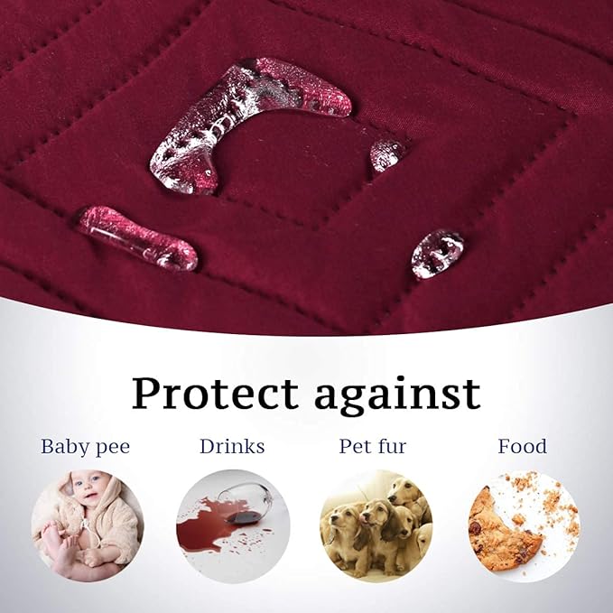 H.VERSAILTEX Futon Cover Reversible Sofa Slipcover Furniture Protector Water Resistant 2 Inch Wide Elastic Straps Sofa Bed Pets Kids Dog Cat Fit Sitting Width Up to 70"(Futon, Red/Tan)