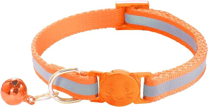 2 Pack Breakaway Cat Collars with Bells, Reflective Design and Claw Print Design, Safety Buckle, Adjustable 7.5-12.5 Inches for Kittens & Cats (Orange)