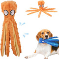 Octopus Dog Toys, No Stuffing Crinkle Dog Toys for Aggressive Chewers, Durable Interactive Chew Toys for Small, Medium and Large Dogs Training and Reduce Boredom (Orange)
