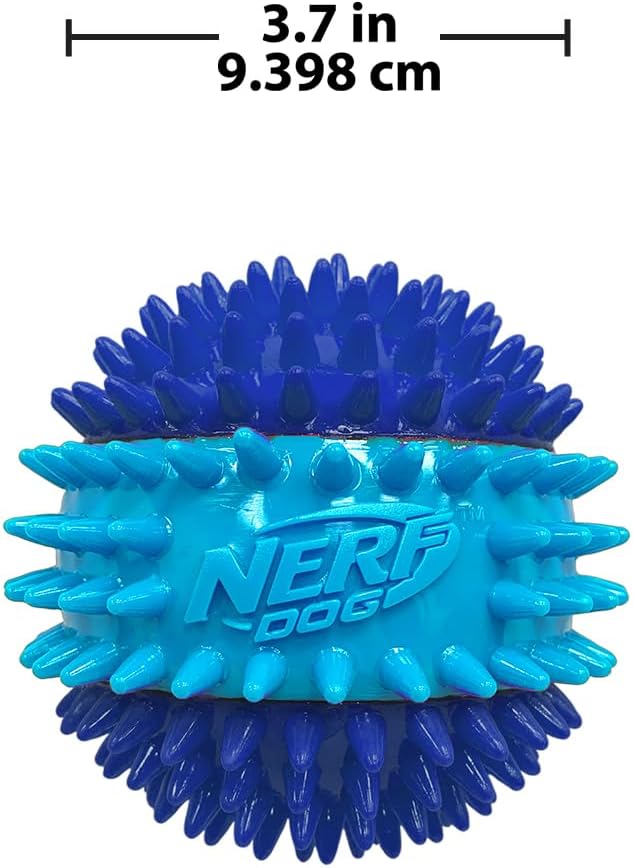 Nerf Dog 3.7in TPR 3-Part Spike Squeak Ball Dog Toy - Dark Blue/Light Blue