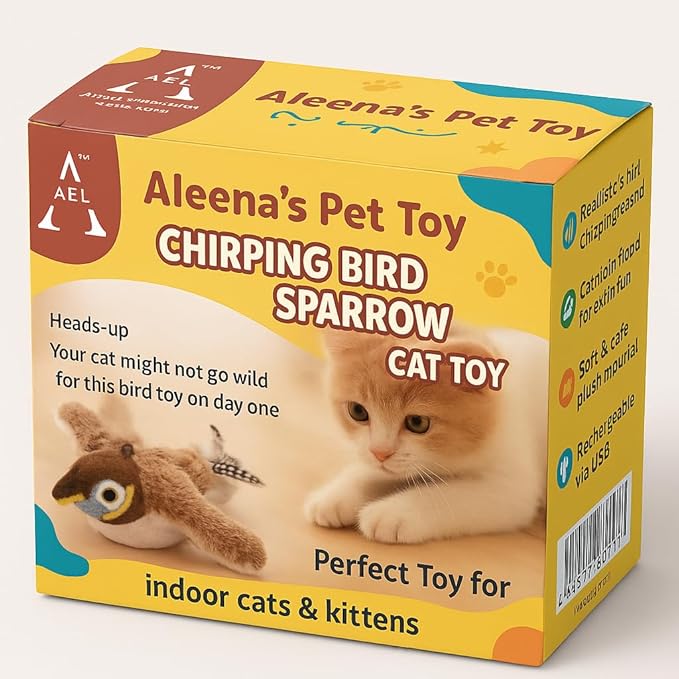 Flappy Flying Bird Cat Toy – Interactive Flapping & Chirping Bird Toy for Cats (Not Flying), Indoor Cat Toy for Exercise & Play, Durable Chew Toy for Bored Cats, Catnip Toy for Kitten or Small Dogs