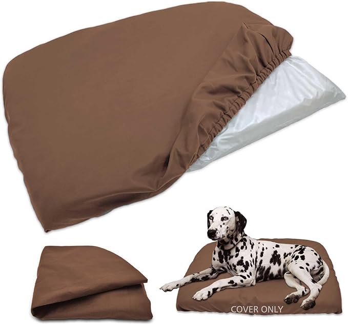 Dog Bed Cover Waterproof Replacement Machine Washable Covers for 44x32 Inch Dog Bed Heavy Duty Scratch Resistant Mattress Protector Pet Bed Cover Only Brown