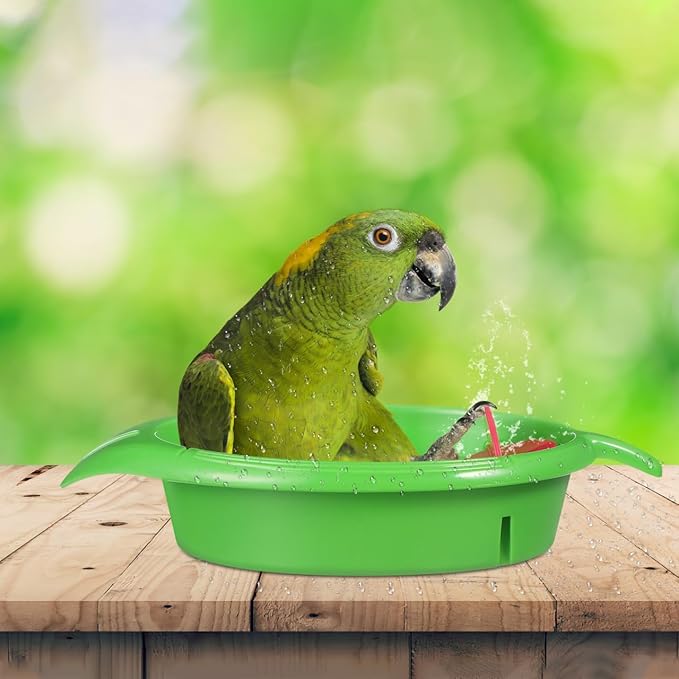 TEHAUX Parrot Bathing Toy Large Capacity Bird Bath Tub for Cage Small Birds Parakeets Cockatiels Budgerigar Indoor Pet Bath Accessory