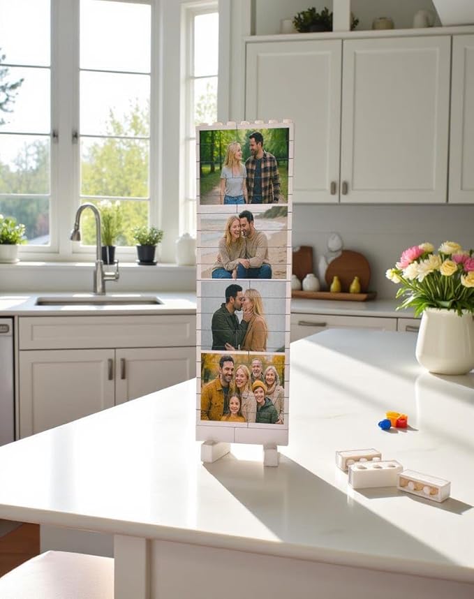 NAZENTI Personalized Photo Building Blocks For Couples, Bricks Style Puzzle Blocks Gifts For Boyfriend, Custom Home Decor & Valentines Day Gift, Anniversary Keepsake gifts for Couple Family Besties
