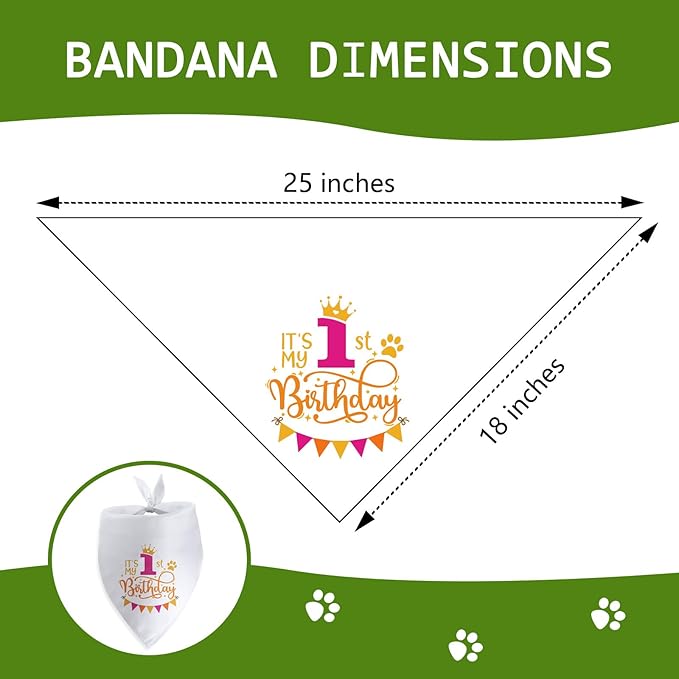 It's My 1st Birthday Dog Bandana Happy 1st Birthday Pet Triangle Scarf for Large Medium Small Dogs One Year Old Gifts Photo Prop Pet Scarf Accessories Christmas Puppy Gifts
