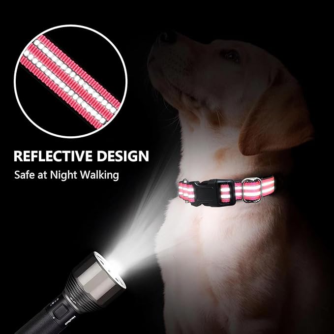 Martingale Dog Collar, Adjustable Nylon Reflective Collar with Quick Release Buckle (Hot Pink, Extra Large)