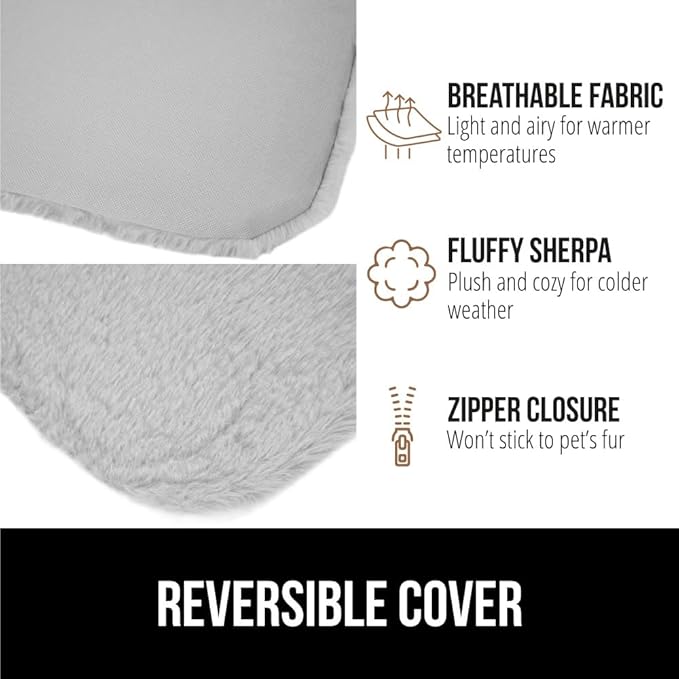 GORILLA GRIP Cat Window Perch, Foldable Cat Window Hammock Bed with 6 Large Suction Cups, Cordless Indoor Wall Shelves, Strong Metal Frame Holds 30lbs, Reversible Washable Sherpa Cover, Medium Gray