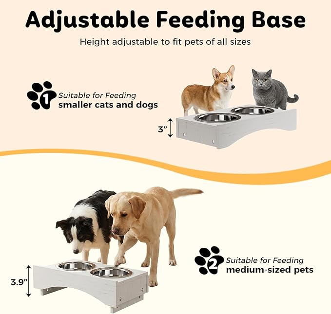 Dog Food Feeding Station with Storage, Pet Food Storage Cabinet with Bowls and Flip-Top Blackboard, Hidden Trash Can, Pet Organizer Cabinet for Dog and Cat, White