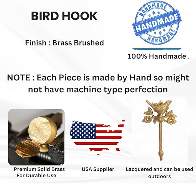 STYLENT Decor Solid Brass Bird Antique Towel Hook Bathroom Accessories Retro Bathroom Hardware Bird Cloth Hook Wall Mounted Vintage (Brass Brushed)