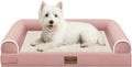 Medium Dog Bed Orthopedic Washable: Beds Bolster Medium Sized Dogs Bed Egg Crate Foam Couch Sofa Waterproof with Removable Cover - Pink