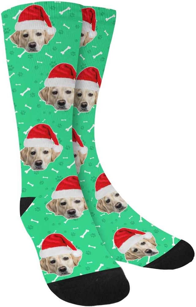 Custom Face Socks, Personalized Dog Lover Pet Photo Picture on Socks Unisex Athletic Crew Socks for Men Women