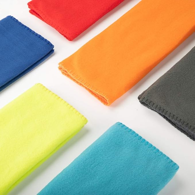 Fleece Blanket Bulk Pack of 6 Cozy Fleece Throw Blankets 50x60 Warm Soft Lightweight Breathable Pet-Friendly for Deco Bed Sofa Kids Wedding Gifts Camping (Assorted)