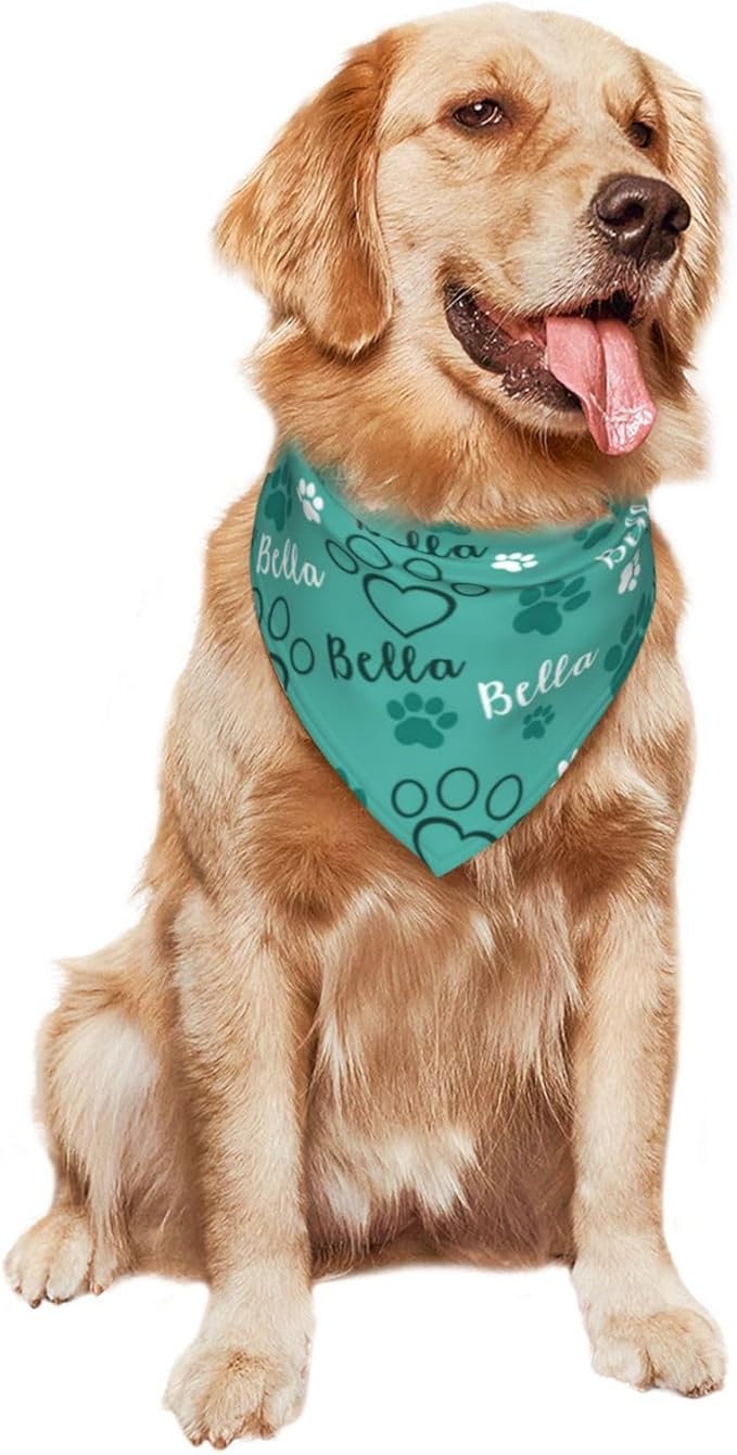 Custom Pet Scarf Personalized Dog Bandana with Name Personalized Add Your Text Bibs Triangle Head Scarfs Gift for Small Medium Large Dogs Cats Baby Puppy Pets Accessories