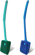 Aquarium Cleaning Brush - 2 PCS Fish Tank Cleaning Brush Double-Sided Sponge Brush Long Handle Fish Tank Scrubber for Aquariums and Home