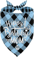 Dog Bandana, Happy Birthday Mom Dog Bandana, Dogs Scarf Classical Plaid Printing, Dogs Scarf Accessories, Doggy Bandanas Pet Kerchief, Doggy Bandanas Gift for Mom Birthday Party (L6)