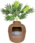 Good Pet Stuff Hidden Litter Box Planter, Decorative Cat Litter Enclosure with Carbon Filter, Artificial Plant, Easy Clean, Indoor Design, Original Round Style, Essentials Kit, Mocha Brown
