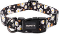 QQPETS Adjustable Soft Dog Collar: Print Flower Pink Multicolor Cute Patterns for XS Small Medium Large Pet Girl Boy Puppy Walking Running Training (S, White Daisy)