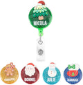 callie Personalized Christmas Badge Reel - Custom Name, Christmas Nurse ID Badge Holder Retractable with Alligator Clip, Cute Snowman Santa Elk Bell, Gifts for Nurse RN CNA Doctor