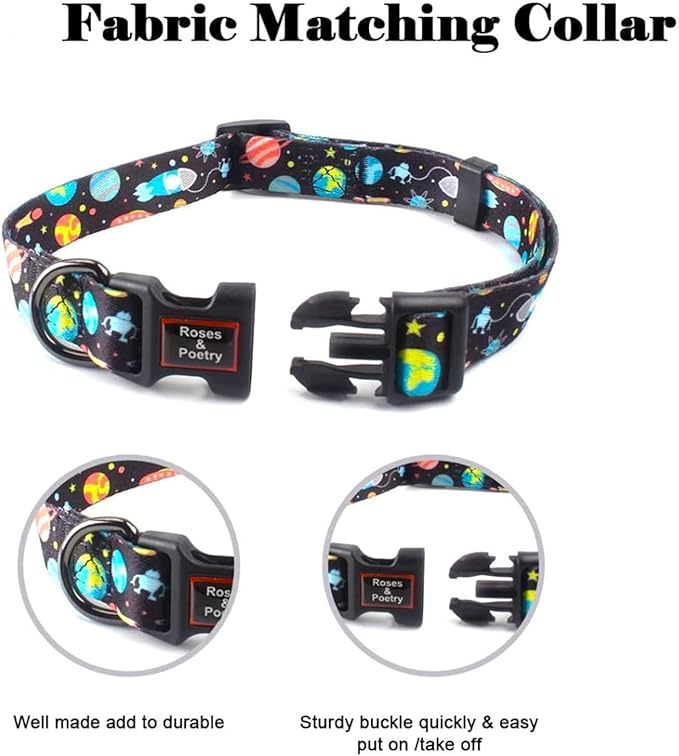 Roses&Poetry Dog Collar with Colourful Star Patterns, Adjustable Durable Puppy Collars for Small Medium Large Dogs (Star-S)