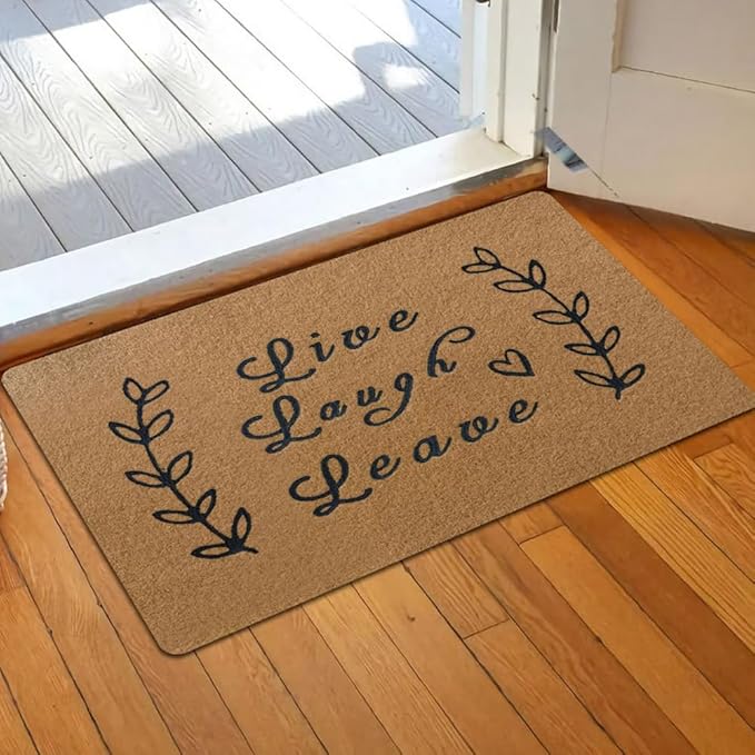 Assaoy Live Laugh Leave Funny Doormats,Coco Coir Outdoor Door Mat with Heavy Duty Backing,Floor Embroidered Mat Entrance Rubber Rugs Indoor Outdoor Home Decora Easy to Clean 30”x18”