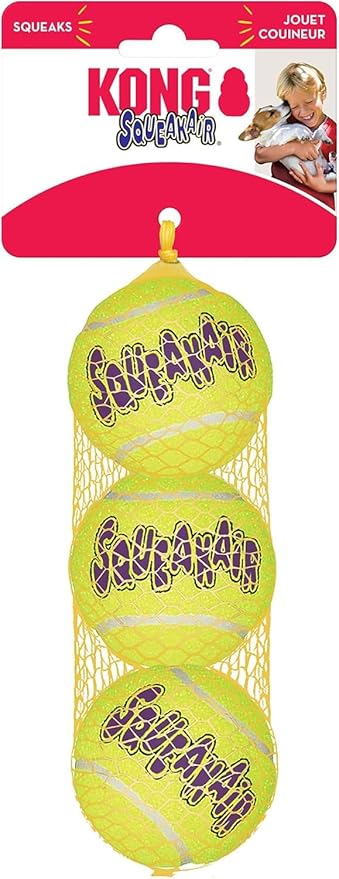 KONG Air Dog SqueakAir Dog Toy Tennis Balls, Medium