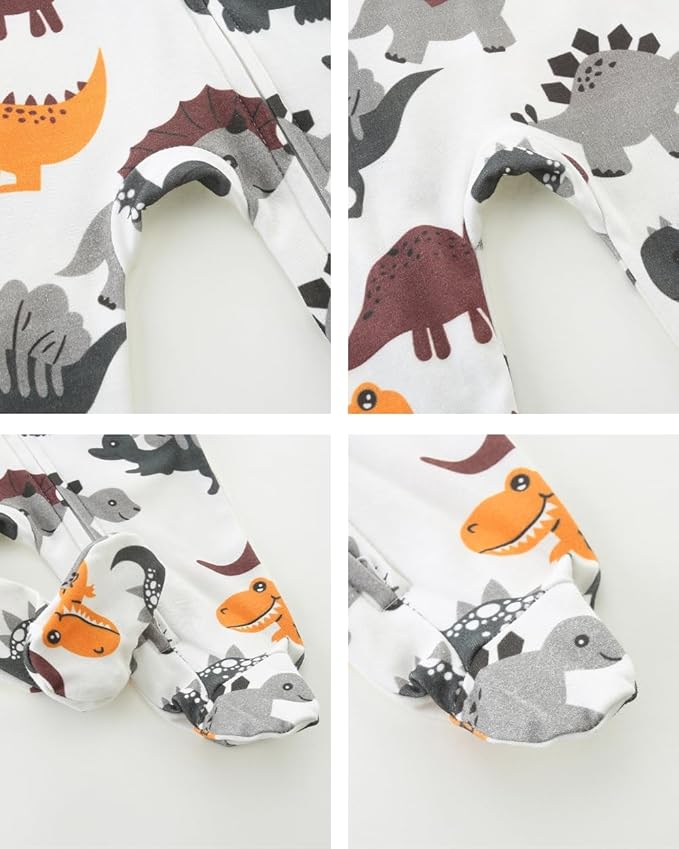 Neutral Baby Clothes Boy Girl Footed Cotton Long Sleeve Double Zipper Onesie
